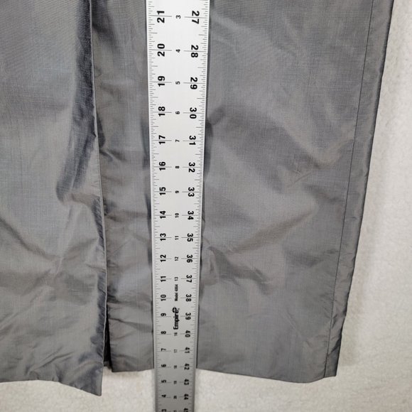 Vtg Chaiken and Capone Gray Shiny Collared 3/4 Sleeve Unique Trench Coat Jacket - Picture 8 of 16